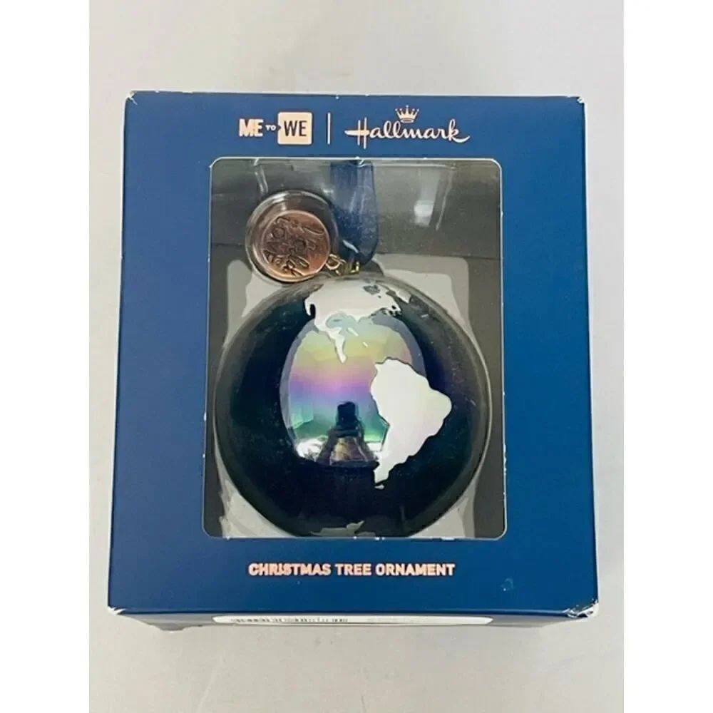 Me to We Hallmark Globe Earth Christmas Ornament Health to the World BRAND NEW